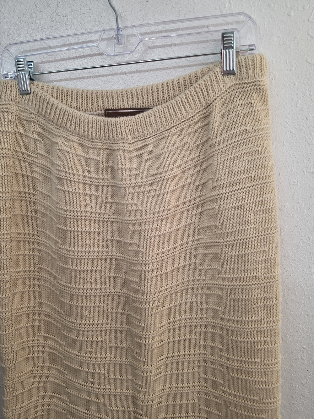 Double D Ranch Linen Cotton Knit Maxi Skirt Cream Crochet Scalloped Western M - Picture 3 of 7